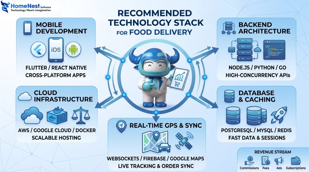 Recommended technology stack for food delivery